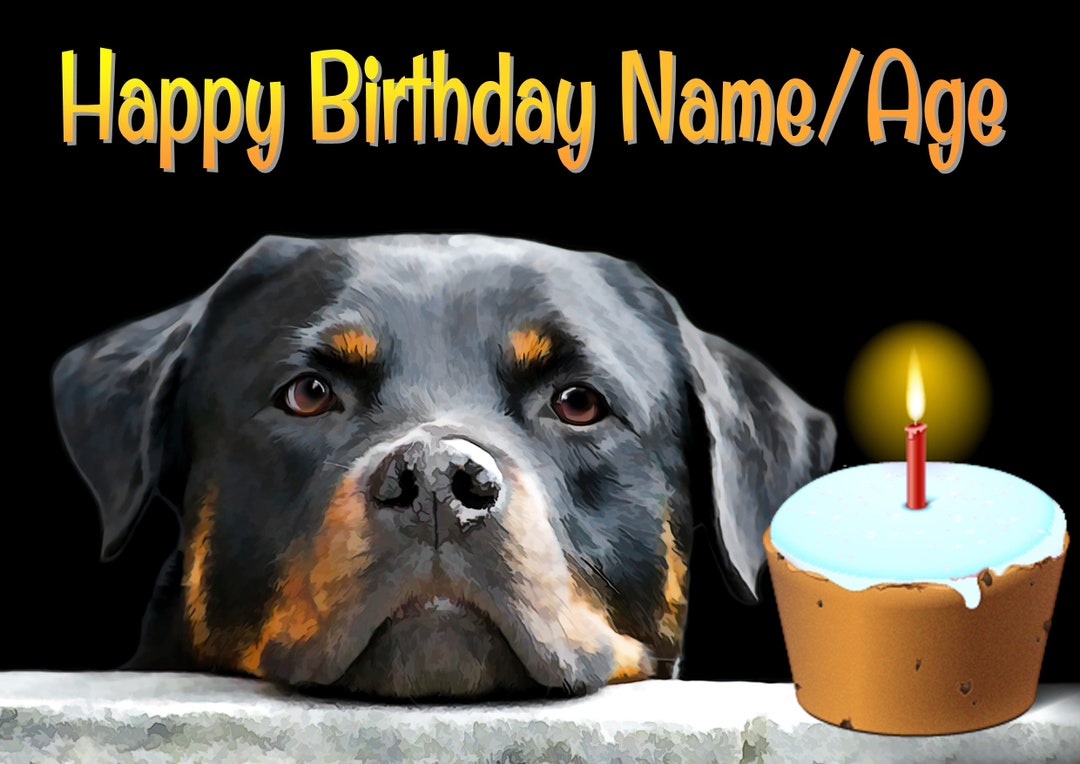 Personalised Rottweiler Rotty Birthday Card Pawprint Insert A5 Size ...
