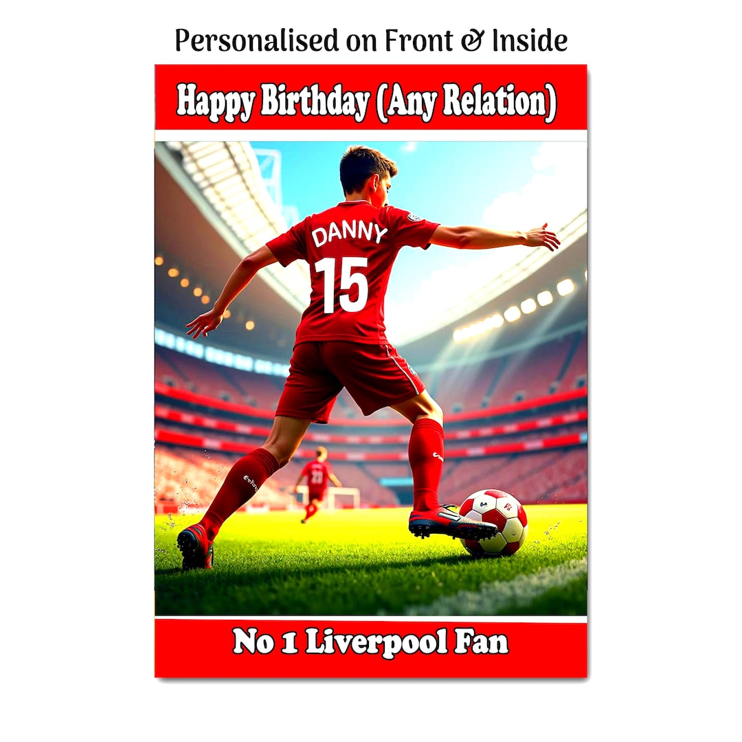 Personalised Liverpool FC Boys, Teens, Mens Birthday Card + Insert - A5 ...