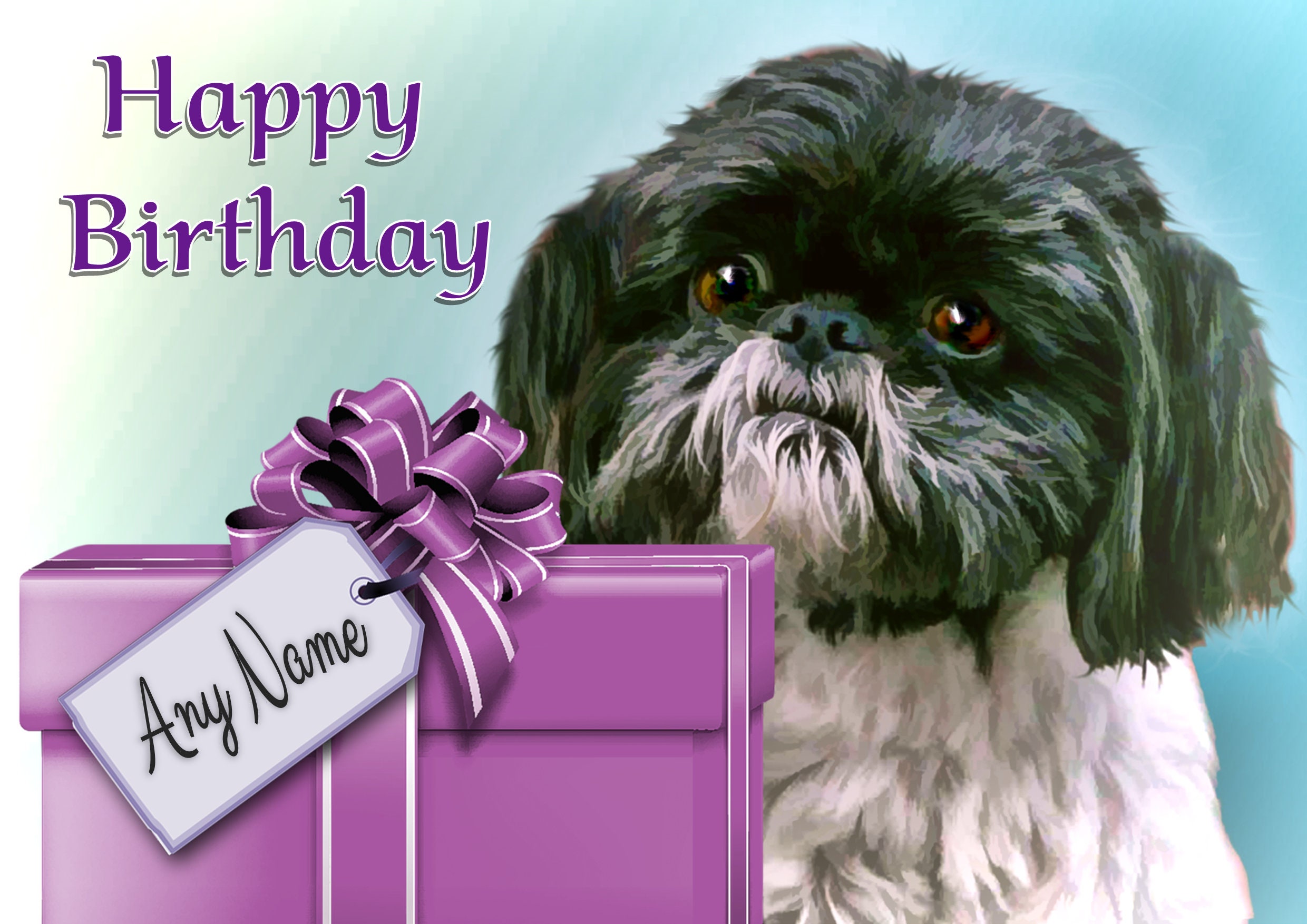 Personalised Shih Tzu Birthday, Christmas, Fathers Day or Any Occasion