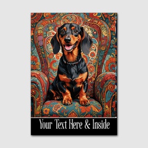 Personalised Dachshund Birthday, Fathers Day or Any Occasion Card + Illustrated Insert - A5 - For Anyone Any age, human or canine!