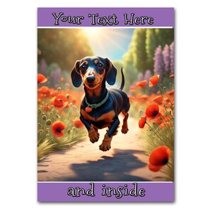 Personalised Dachshund Birthday, Fathers Day or Any Occasion Card + Illustrated Insert - A5 - For Anyone Any age, human or canine!