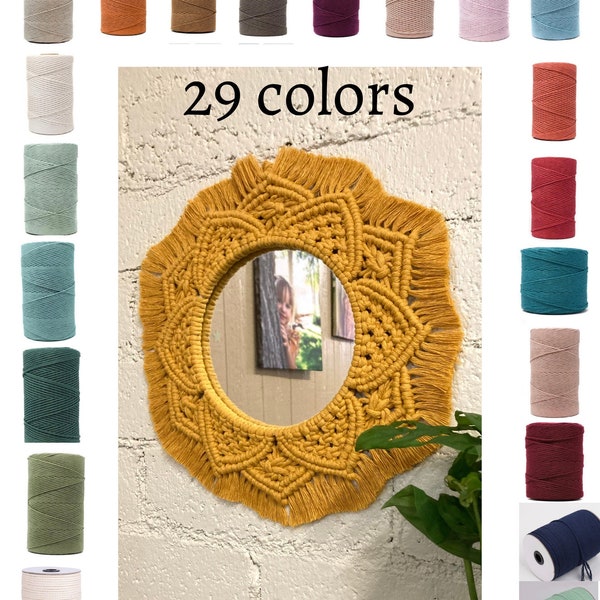 Macrame mirror-8 or 10 inches-29 color options-mustard yellow- handmade-fringe-mandala boho home decor