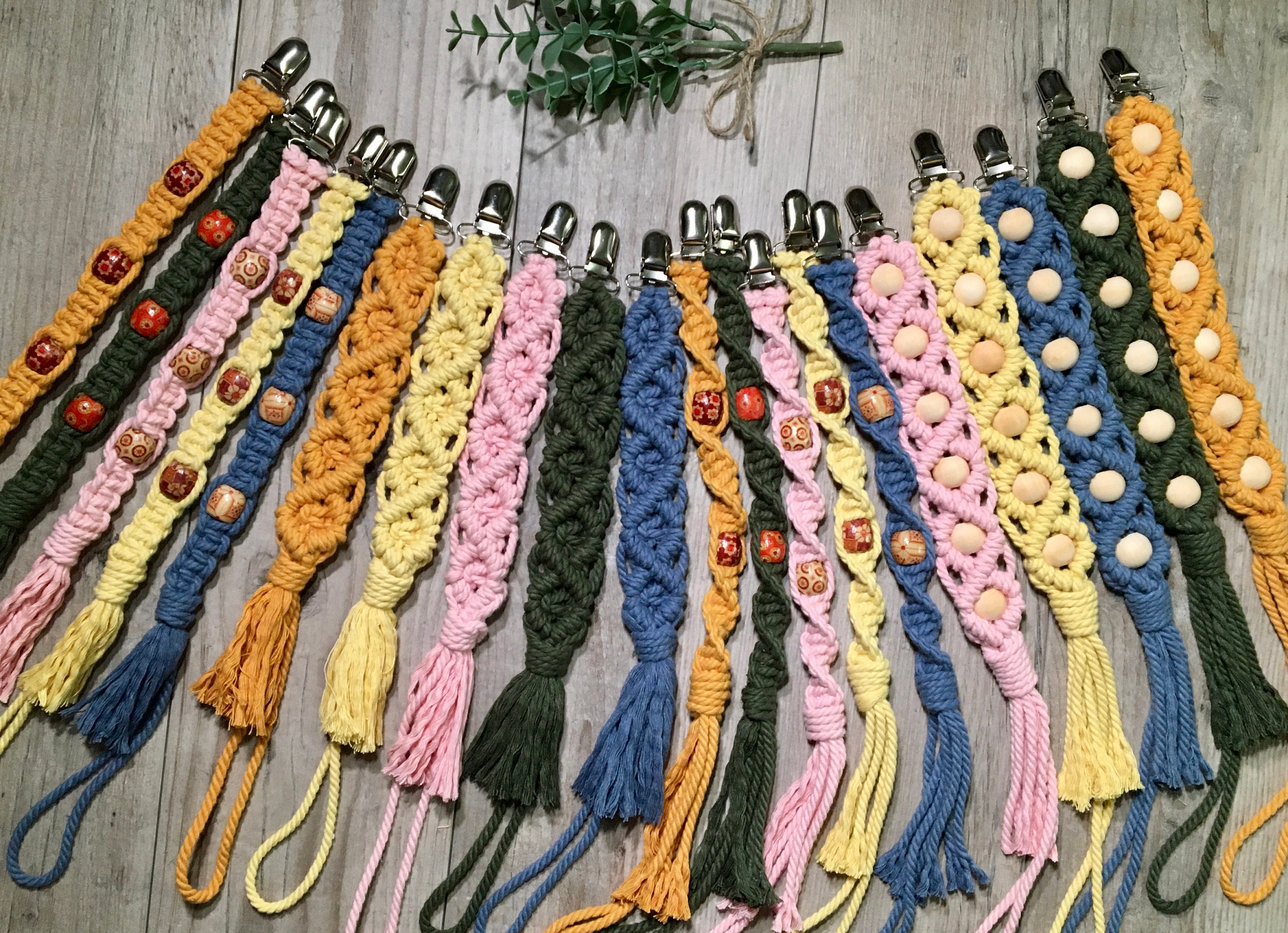 Boho Pacifier Cliphandmade Macrame Paci Clipmade With Etsy