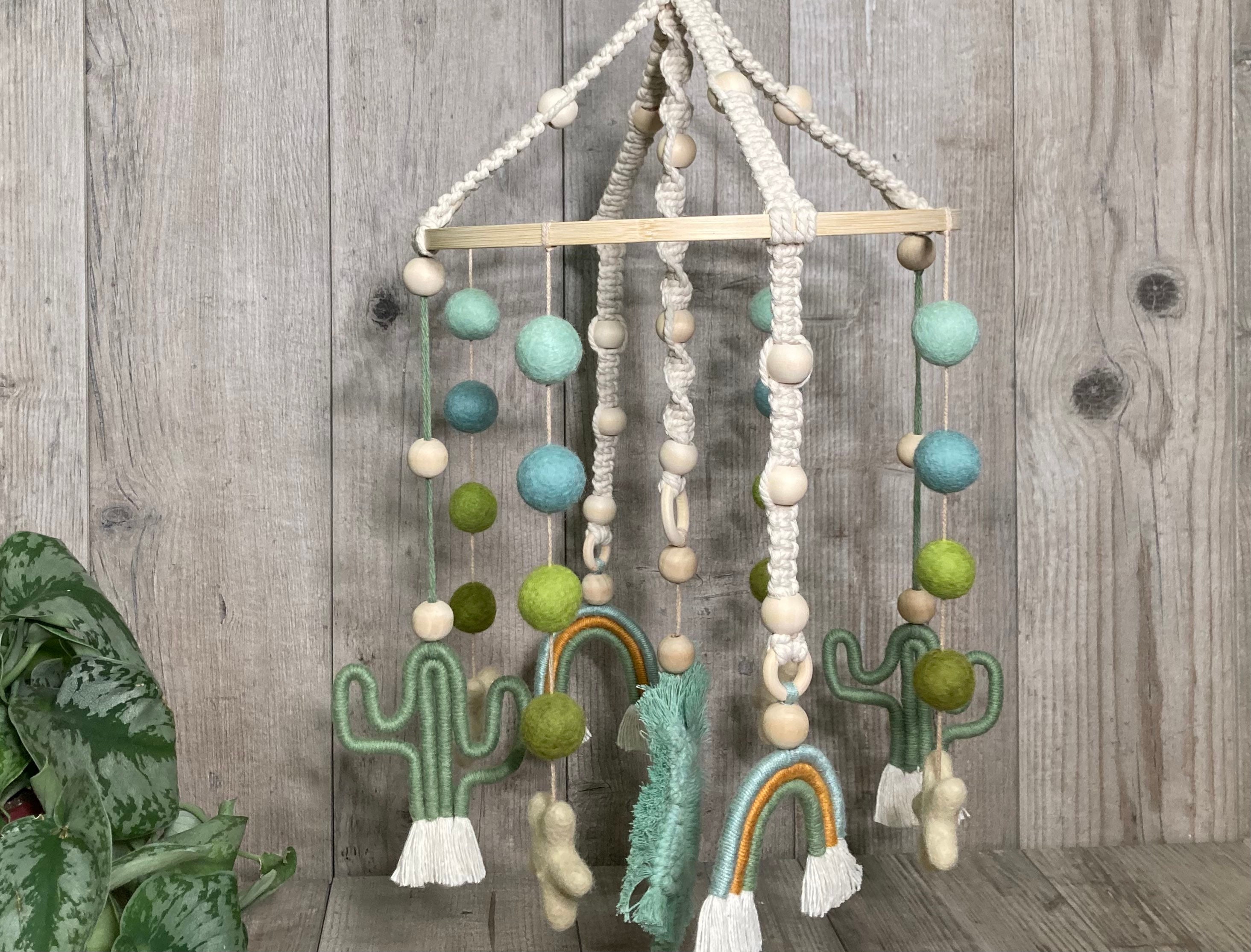 Cactus & rainbow baby crib mobileboho nursery cactus theme Etsy