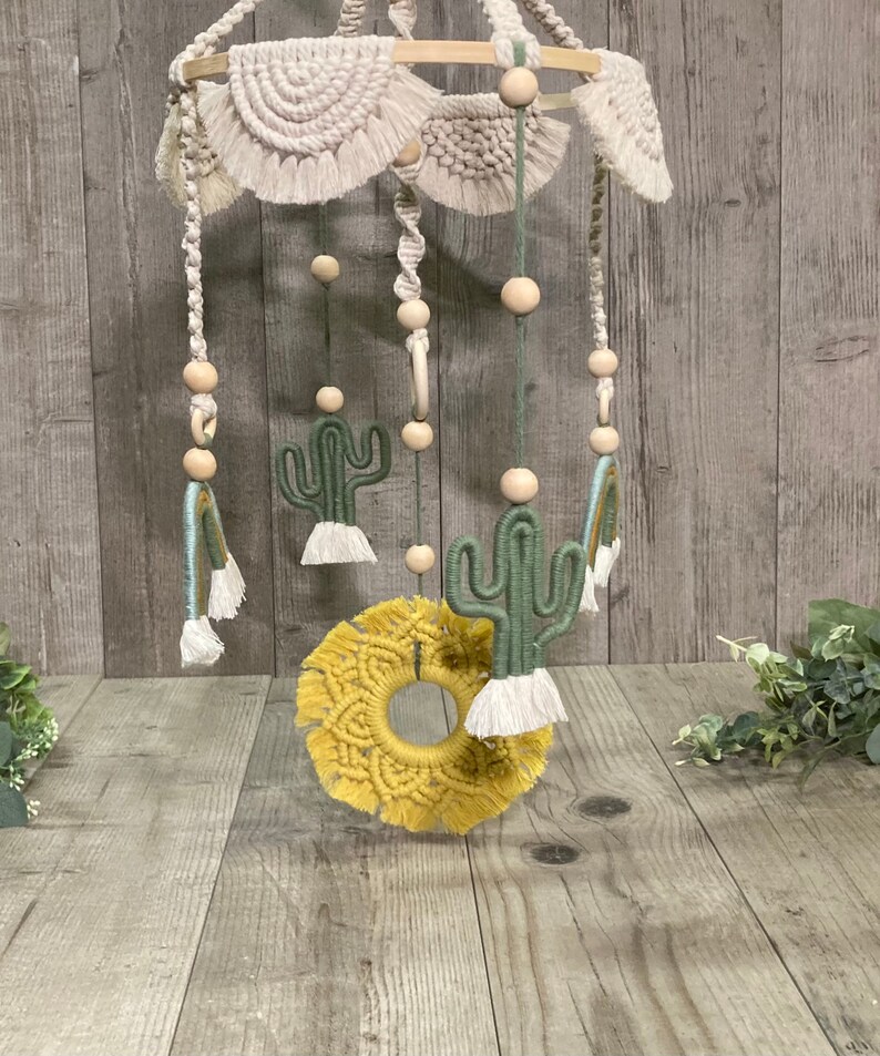 Cactus & Rainbow Baby Crib Mobileboho Nursery Cactus Theme Etsy