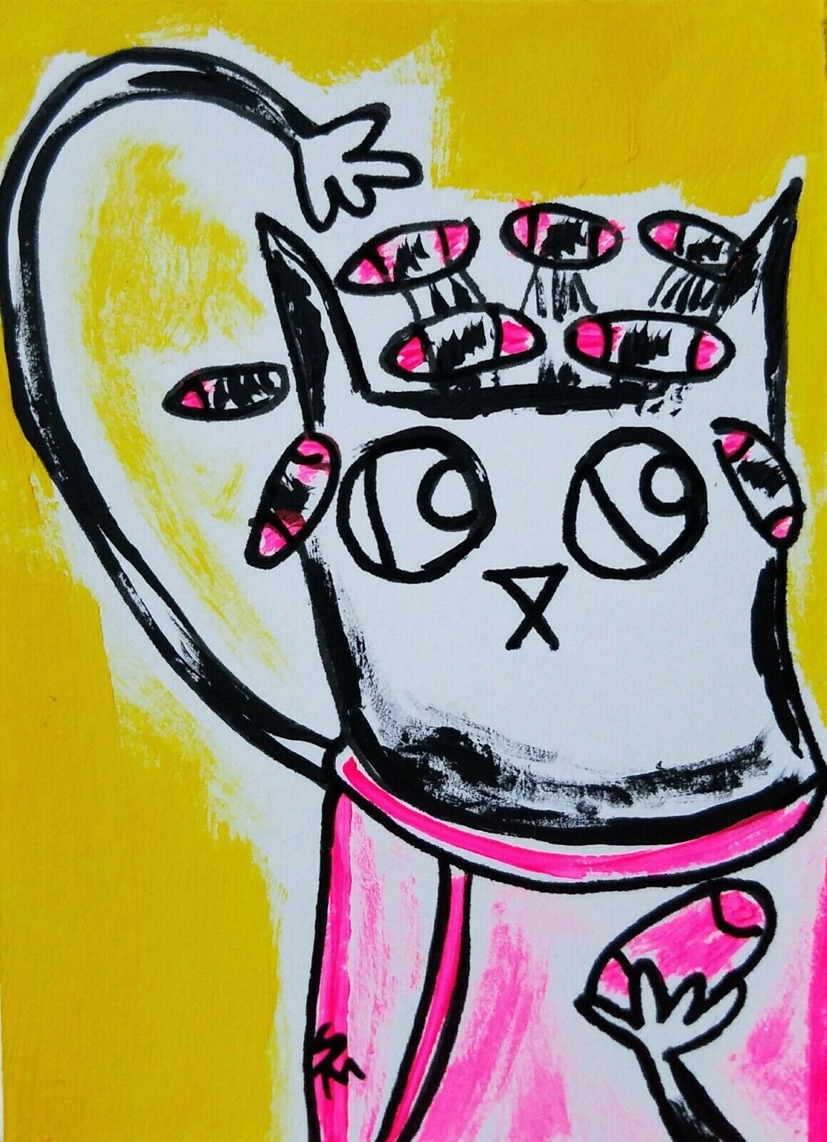 House Wife Cat In Curlers Artist Trading Cards Art & Collectibles etna