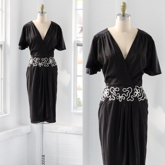 80s does 40s Black Tulip Dress