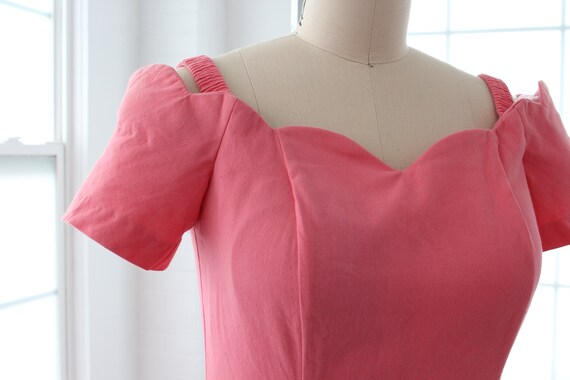 80s Cotton Cold Shoulder Dress // Vintage XS Cora… - image 7