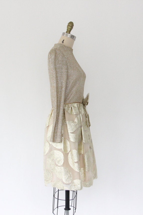 60s Metallic Knit Lamé Brocade Evening Dress // S… - image 4