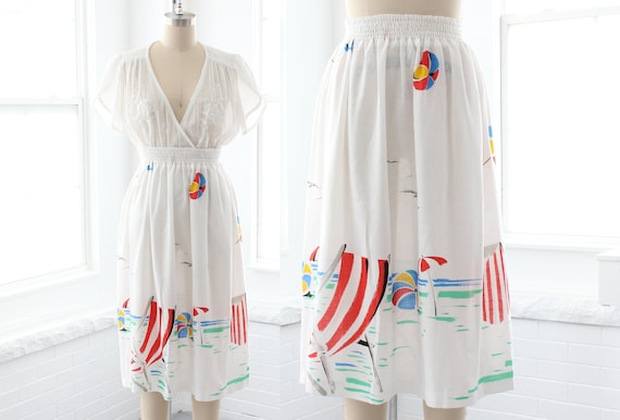 70s does 30s Beach Skirt // Vintage XS Small Medi… - image 1