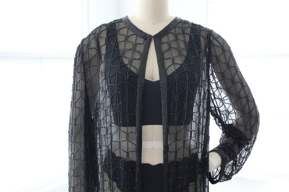 80s Silk Beaded Sweater | Spider Web Vintage Smal… - image 5