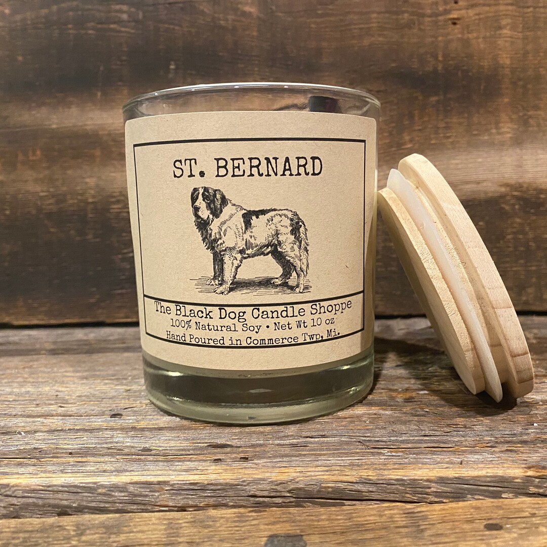 Saint Bernard Dog Themed Candle, Natural Soy Hand Poured Dog Themed