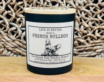 French  bulldog candle; Frenchie candle; dog themed candle; gift for French bulldog lovers.