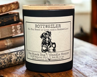 Rottweiler Dog Breed candle, Rottweiler lover gift, Dog lover gift, Dog breed candle,