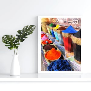 Moroccan Spices, Marrakesh Market, Colorful Spices, Moroccan Culture, Spice Photograph, Exotic Flavors,Culinary Art,Market Scene