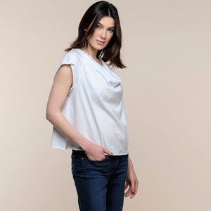 Cotton Drape Neck Top Women's Cowl Neck T-shirt Stylish Jersey Tops Trendy Tees Dressy T-shirts Sustainable clothing image 7