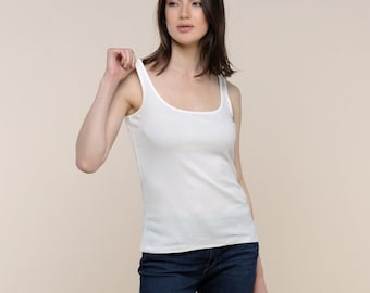 Ribbed Tank Top - Women's Basic White Tank Top - Sustainable Clothing Brand