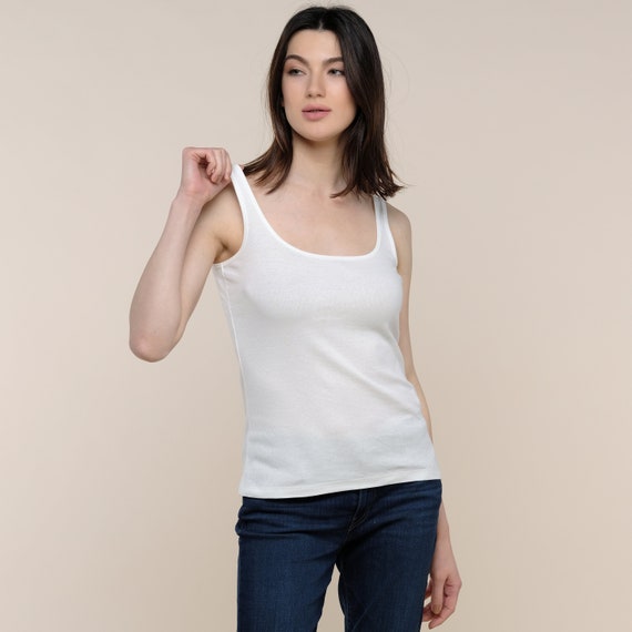 Ribbed Tank Top Women's Basic White Tank Top Sustainable Clothing