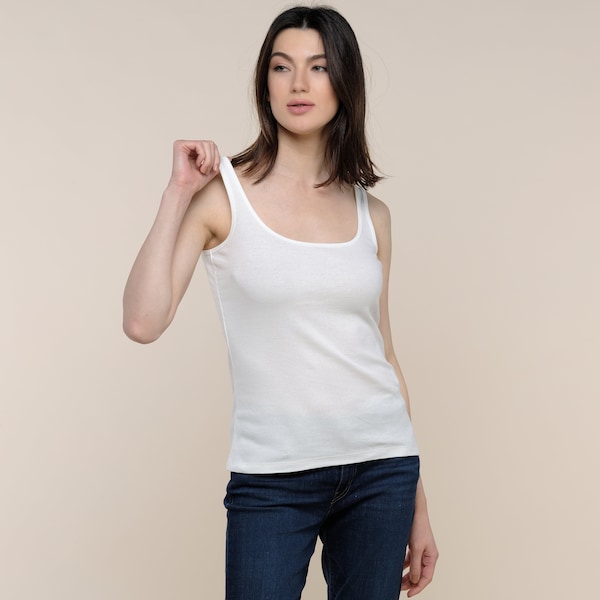 Ribbed Tank Top - Women's Basic White Tank Top - Sustainable Clothing Brand