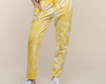 Yellow Joggers - Tie-dye Loungewear Pants - Yellow Tie-dye Jogger Pants - Sustainable Sweat Pants - Sustainable Sportswear - Eco Clothing