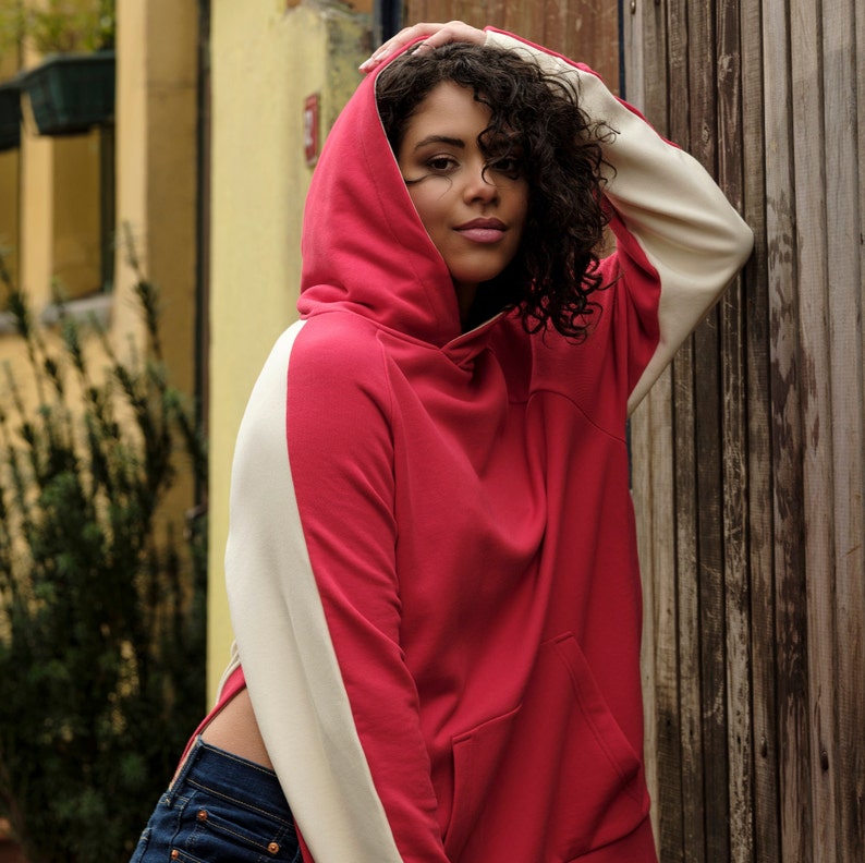 Stylish Hoodie Hoodie with side slits Trendy Hoodie Red Stylish Hoodie image 10