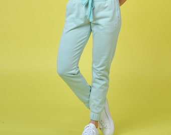 Women's Organic Cotton Jogger in Pastel Blue - Pastel Loungewear - Eco-Friendly Clothing -  Stylish Joggers - Light Turquoise Joggers