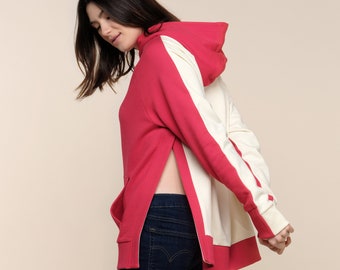 Stylish Hoodie - Hoodie with side slits - Trendy Hoodie - Red Stylish Hoodie