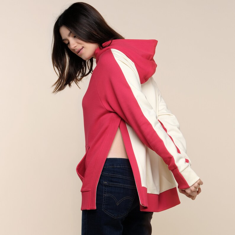 Stylish Hoodie Hoodie with side slits Trendy Hoodie Red Stylish Hoodie image 1