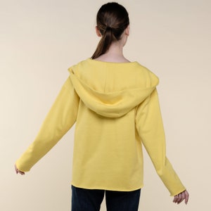 Stylish Hoodie Top Yellow Cute Hoodie Relaxed Fit Hoodie Sustainable Sportswear Sustainable Athleisure image 7