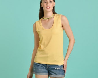 Yellow tank top - Pique tank top - Soft tank top - Sustainable tank top - Ethically made