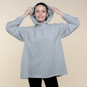 Grey Oversized Hoodie Women's Hoodie Relaxed Hoodie Sustainable Hoodie Eco Friendly Clothing image 4