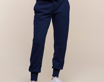 Navy Wide Cuff Joggers - Sweatpants - Lounge Pants - Women's Comfy Joggers - Sustainable Clothing