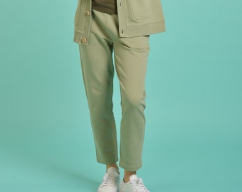 Straight Ankle Pants - Knit Trousers - Pull-on Pants - Soft Lounge Pants - Straight Joggers - Sustain Clothing