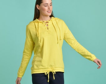 Loungewear Hoodie - Yellow Lightweight Hoodie - Yellow Lounge Hoodie - Sustainable Loungewear