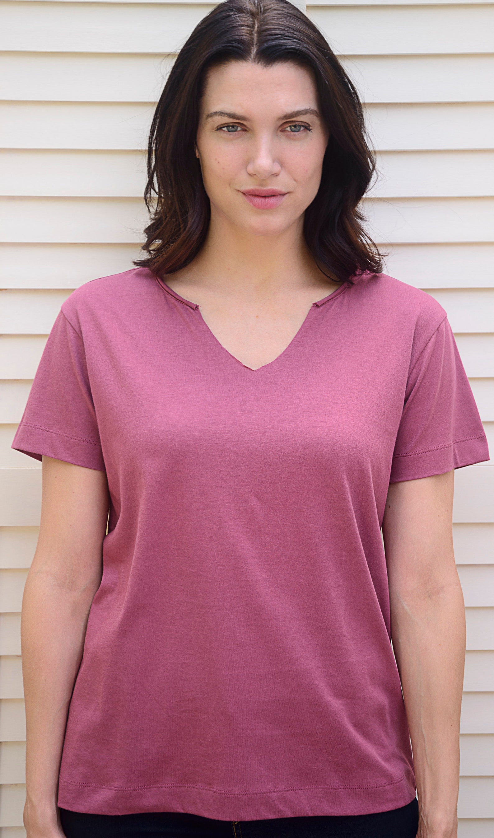 VNeck Pink Tshirt Dark Pink Tshirt Women's Cotton Etsy