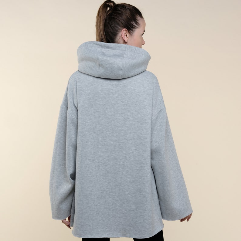 Grey Oversized Hoodie Women's Hoodie Relaxed Hoodie Sustainable Hoodie Eco Friendly Clothing image 6