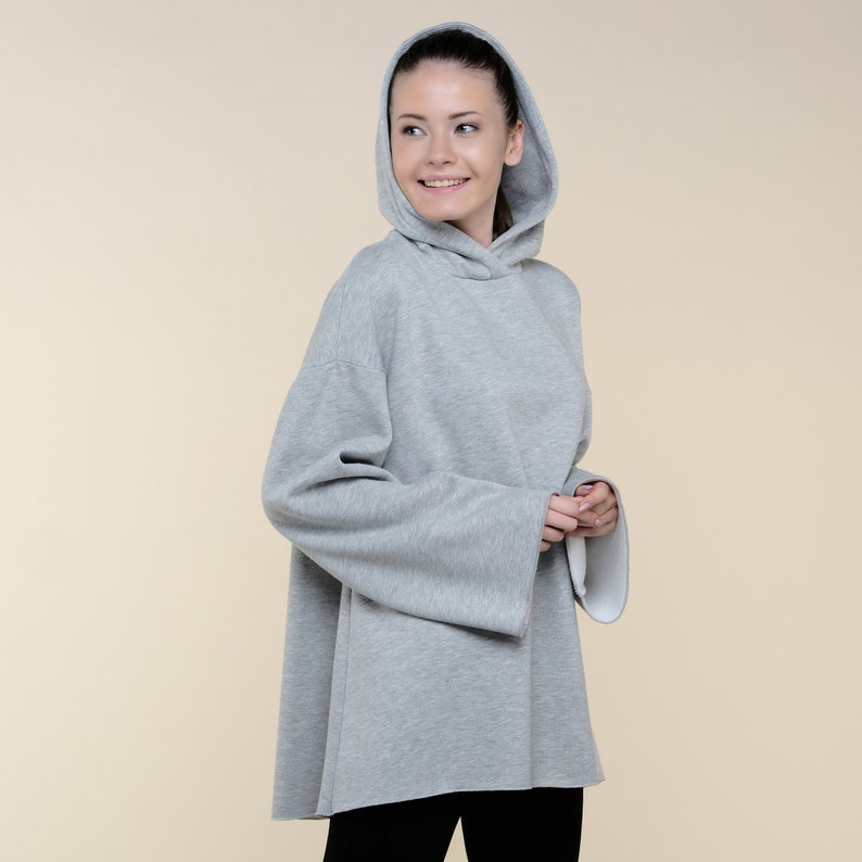 Grey Oversized Hoodie Women's Hoodie Relaxed Hoodie Sustainable Hoodie Eco Friendly Clothing image 2