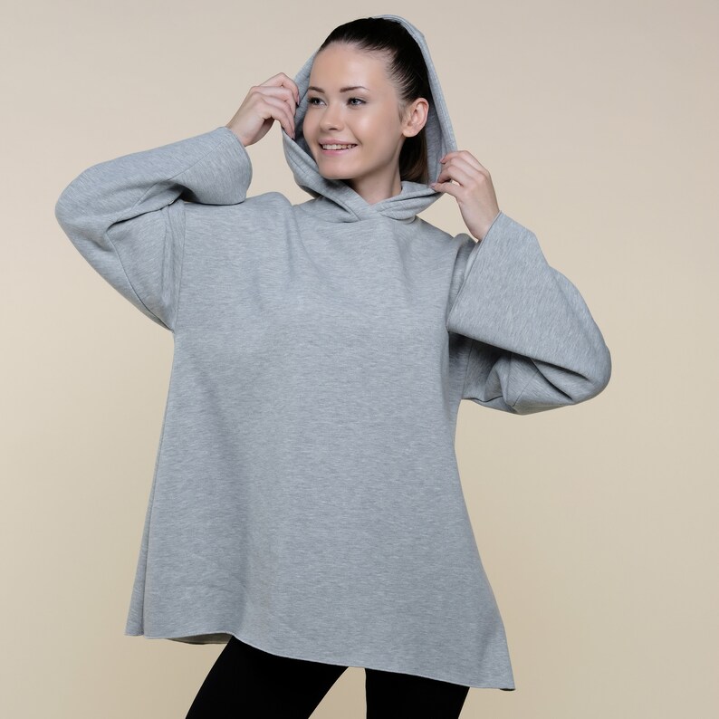 Grey Oversized Hoodie Women's Hoodie Relaxed Hoodie Sustainable Hoodie Eco Friendly Clothing image 5