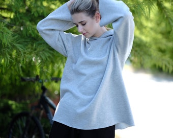 Grey Oversized  Hoodie - Women's Hoodie - Relaxed Hoodie - Sustainable Hoodie - Eco Friendly Clothing