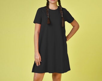 T-Shirt Dress - Black Tshirt Dress - Heavier Jersey Dress - Eco-Friendly Dresses - Sustainable Clothing - Black Cotton Dress