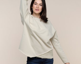 Asymmetrical Top - Stone Sweatshirt - Stylish Sweatshirts - Sustainable Clothing - Sustainable Streetwear