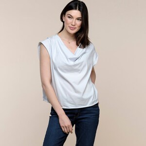 Cotton Drape Neck Top Women's Cowl Neck T-shirt Stylish Jersey Tops Trendy Tees Dressy T-shirts Sustainable clothing image 4