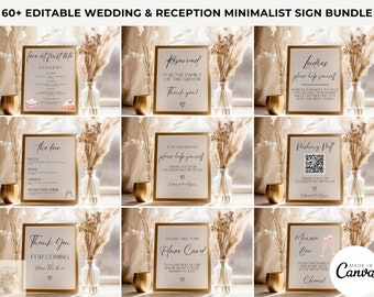 60+ Minimalist Wedding Sign Bundle, Wedding Sign Template Bundle, Modern Minimalist Wedding Signs, Reception Sign Bundle, Editable Canva