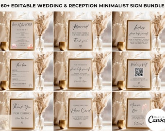 Minimalist Wedding Sign Bundle: 60+ Editable Canva Templates