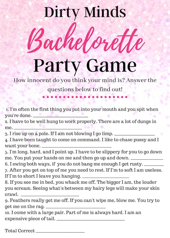 Dirty Minds Riddle Game Bachlorette Party Bachelorette Party Etsy