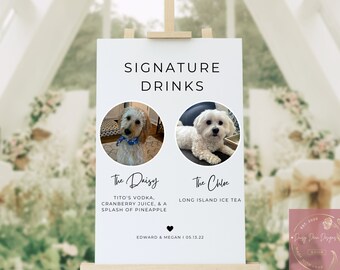 Dog Signature Drink Sign Template, Pet Printable Signature Drink Sign For Wedding, Dog Signature Cocktail Signs Instant Download
