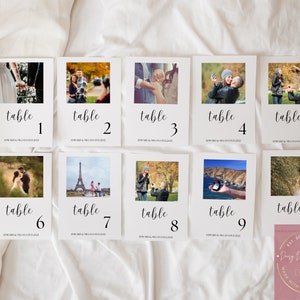 Table Numbers with Photos - Digital Download, Instant, Editable, Photo Table Numbers, Wedding Table Numbers | 4x6, 4.5x6.5, or 5x7