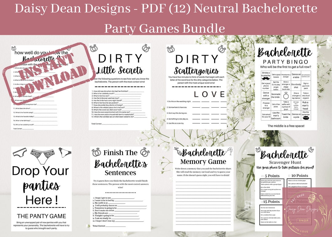 Bachelorette Party Games, Game Bundle, Instant Download, Dirty ...