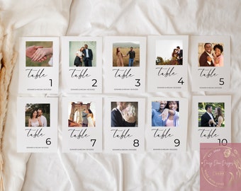 Table Numbers with Photos - Digital Download, Instant, Editable, Photo Table Numbers, Wedding Table Numbers | 4x6, 4.5x6.5, or 5x7