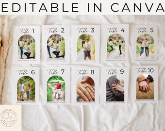 Photo Table Numbers | Minimalist Wedding Table Number | Modern Wedding | Boho Wedding Table Number Template | Modern Wedding | Canva